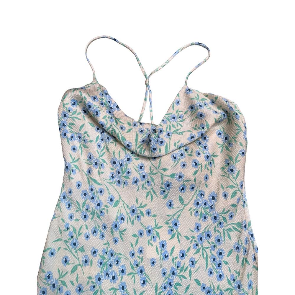 NEW Zara Textured Floral Satin Drape Slip Mini Dress XS - Picture 3 of 5